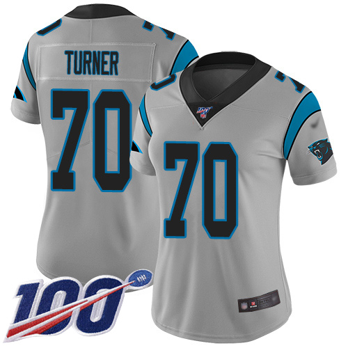 Carolina Panthers Limited Silver Women Trai Turner Jersey NFL Football #70 100th Season Inverted Legend->women nfl jersey->Women Jersey